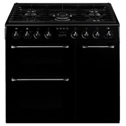 Smeg BU93BL 90cm Burghley Duel Fuel 3 Cavity Range Cooker in Black